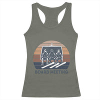 Funny Snowboarding Board Meeting Racerback Tank Top Retro Chairlift Snowboarders Powder Junkies - Wonder Print Shop