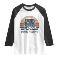 Funny Snowboarding Board Meeting Raglan Shirt Retro Chairlift Snowboarders Powder Junkies - Wonder Print Shop