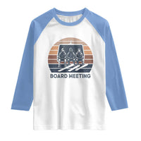 Funny Snowboarding Board Meeting Raglan Shirt Retro Chairlift Snowboarders Powder Junkies - Wonder Print Shop
