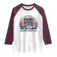Funny Snowboarding Board Meeting Raglan Shirt Retro Chairlift Snowboarders Powder Junkies - Wonder Print Shop