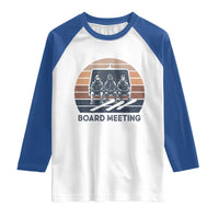 Funny Snowboarding Board Meeting Raglan Shirt Retro Chairlift Snowboarders Powder Junkies - Wonder Print Shop