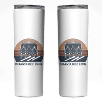 Funny Snowboarding Board Meeting Skinny Tumbler Retro Chairlift Snowboarders Powder Junkies - Wonder Print Shop