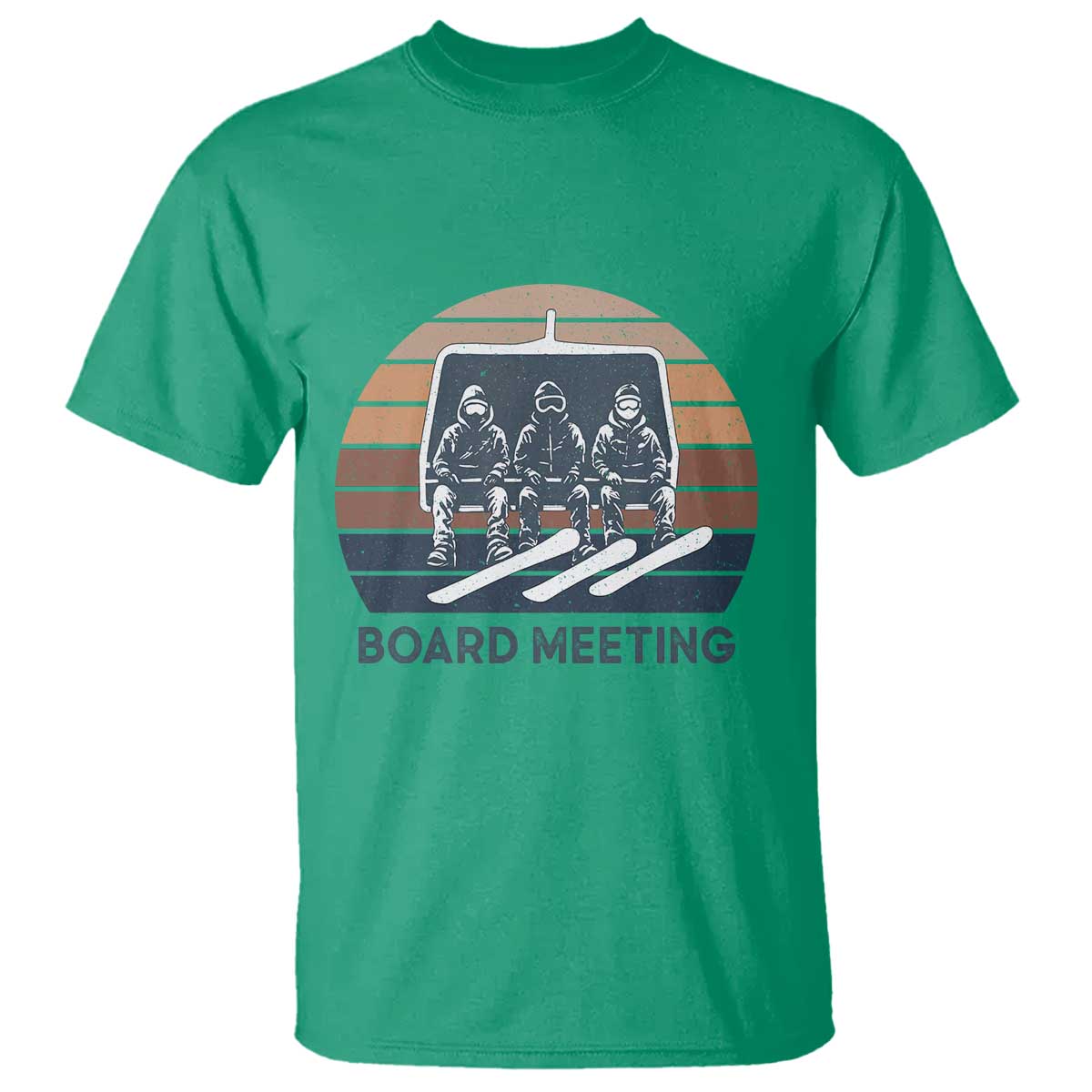 Funny Snowboarding Board Meeting T Shirt Retro Chairlift Snowboarders Powder Junkies - Wonder Print Shop