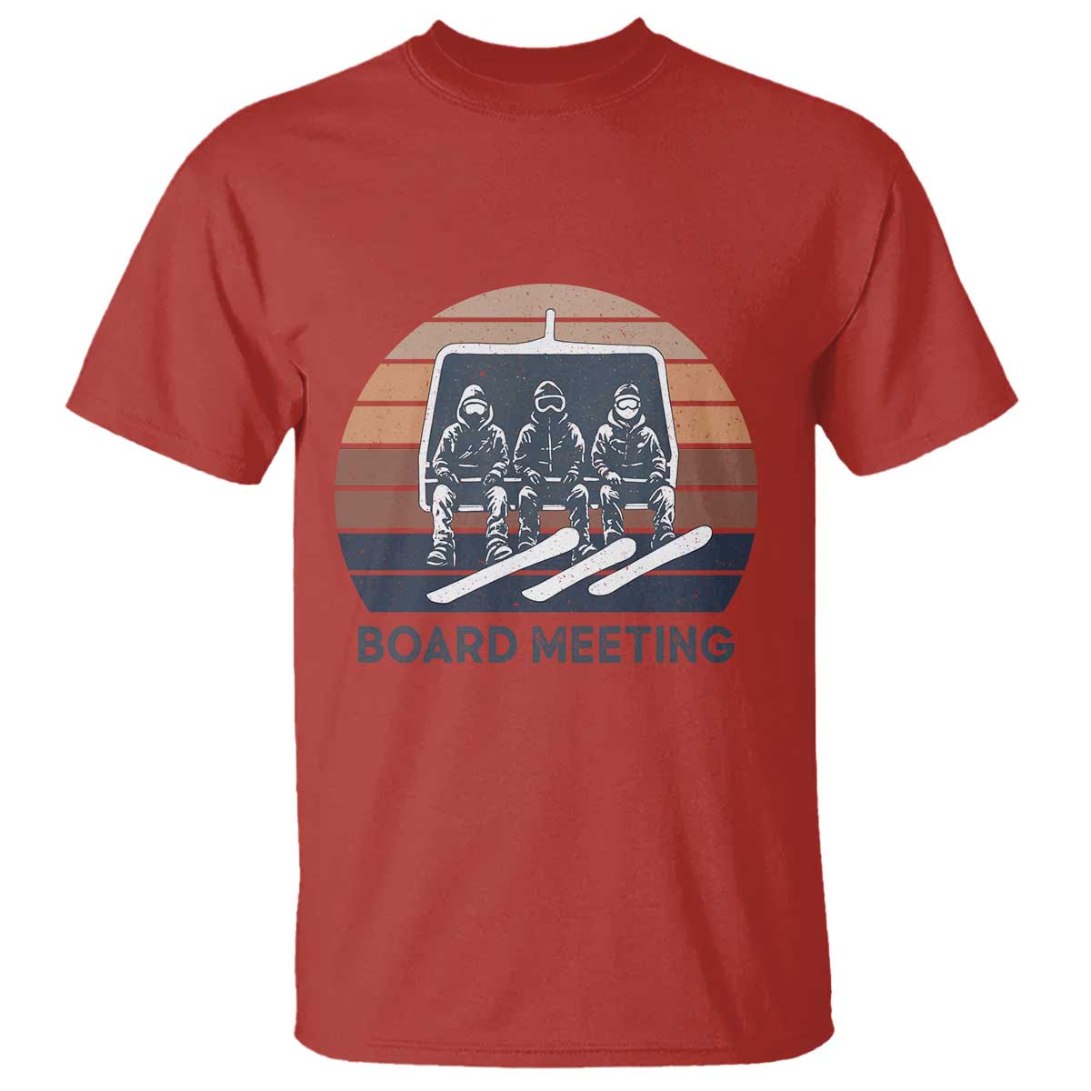 Funny Snowboarding Board Meeting T Shirt Retro Chairlift Snowboarders Powder Junkies - Wonder Print Shop
