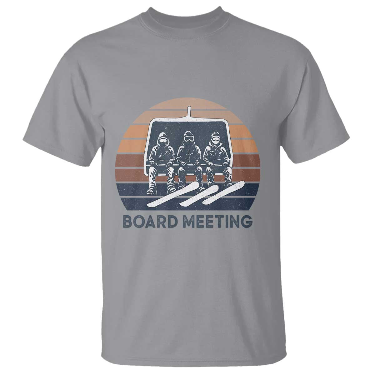 Funny Snowboarding Board Meeting T Shirt Retro Chairlift Snowboarders Powder Junkies - Wonder Print Shop