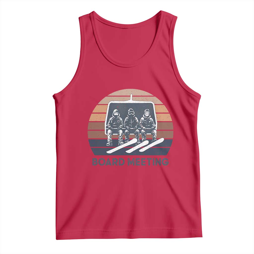 Funny Snowboarding Board Meeting Tank Top Retro Chairlift Snowboarders Powder Junkies - Wonder Print Shop