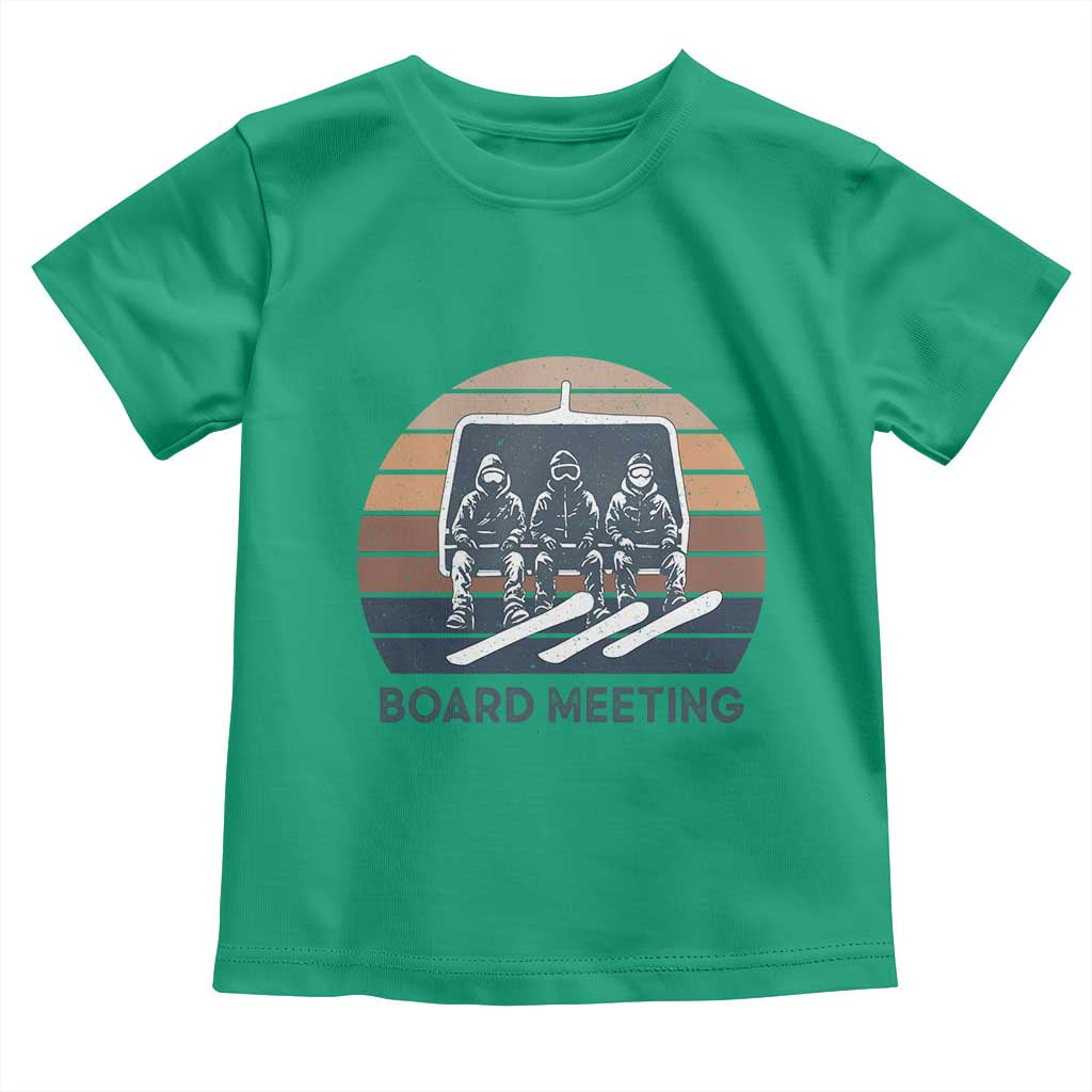 Funny Snowboarding Board Meeting Toddler T Shirt Retro Chairlift Snowboarders Powder Junkies - Wonder Print Shop