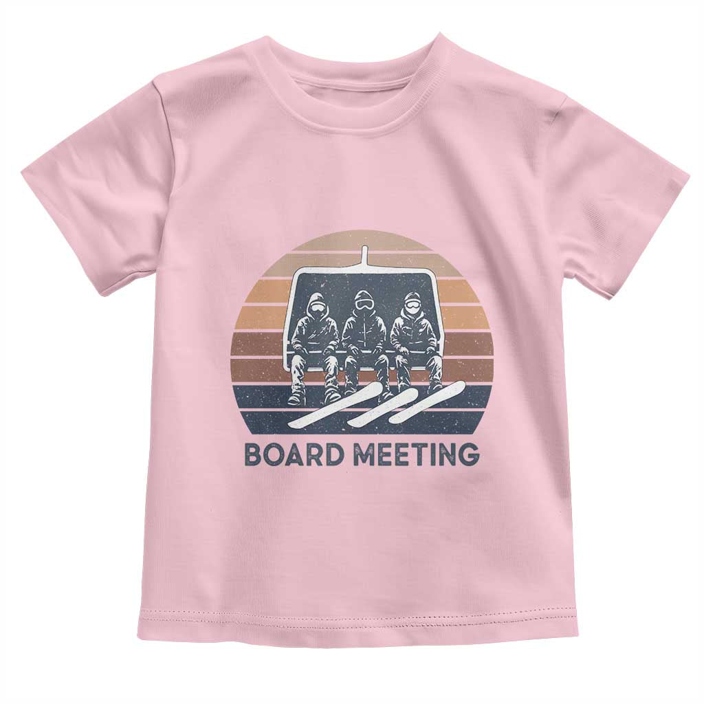 Funny Snowboarding Board Meeting Toddler T Shirt Retro Chairlift Snowboarders Powder Junkies - Wonder Print Shop