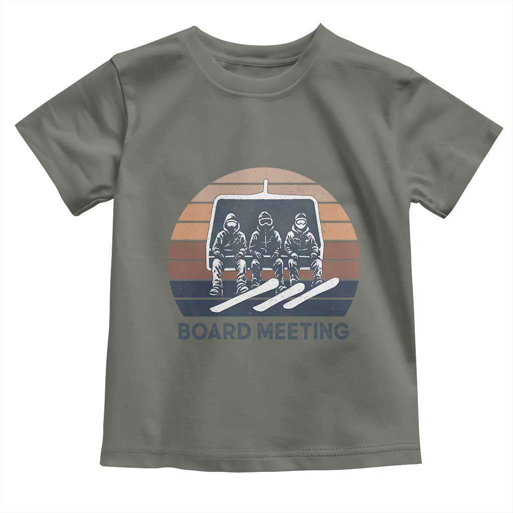 Funny Snowboarding Board Meeting Toddler T Shirt Retro Chairlift Snowboarders Powder Junkies - Wonder Print Shop