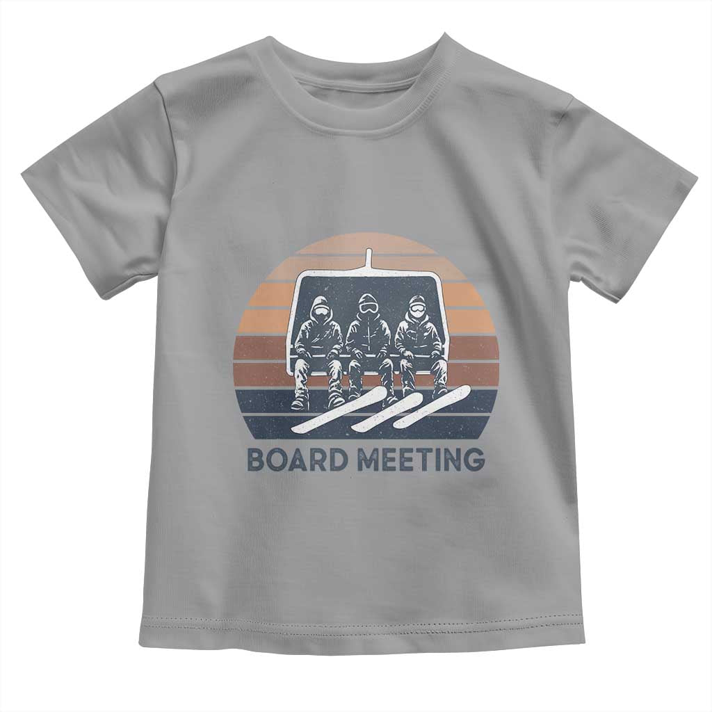 Funny Snowboarding Board Meeting Toddler T Shirt Retro Chairlift Snowboarders Powder Junkies - Wonder Print Shop