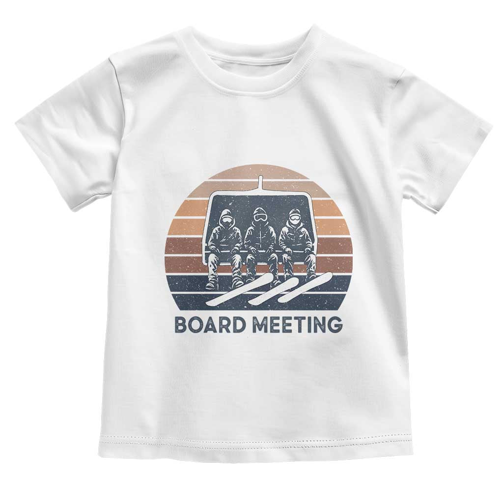 Funny Snowboarding Board Meeting Toddler T Shirt Retro Chairlift Snowboarders Powder Junkies - Wonder Print Shop