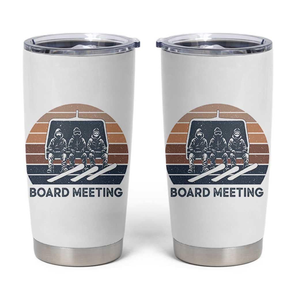 Funny Snowboarding Board Meeting Tumbler Cup Retro Chairlift Snowboarders Powder Junkies - Wonder Print Shop