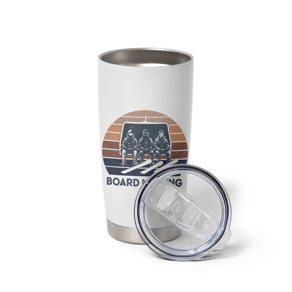 Funny Snowboarding Board Meeting Tumbler Cup Retro Chairlift Snowboarders Powder Junkies - Wonder Print Shop