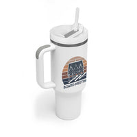 Funny Snowboarding Board Meeting Tumbler With Handle Retro Chairlift Snowboarders Powder Junkies - Wonder Print Shop