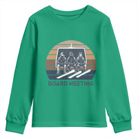 Funny Snowboarding Board Meeting Youth Sweatshirt Retro Chairlift Snowboarders Powder Junkies - Wonder Print Shop