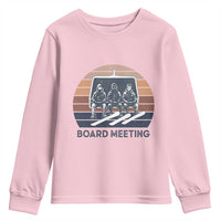 Funny Snowboarding Board Meeting Youth Sweatshirt Retro Chairlift Snowboarders Powder Junkies - Wonder Print Shop