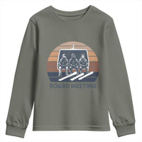 Funny Snowboarding Board Meeting Youth Sweatshirt Retro Chairlift Snowboarders Powder Junkies - Wonder Print Shop