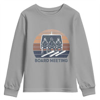 Funny Snowboarding Board Meeting Youth Sweatshirt Retro Chairlift Snowboarders Powder Junkies - Wonder Print Shop