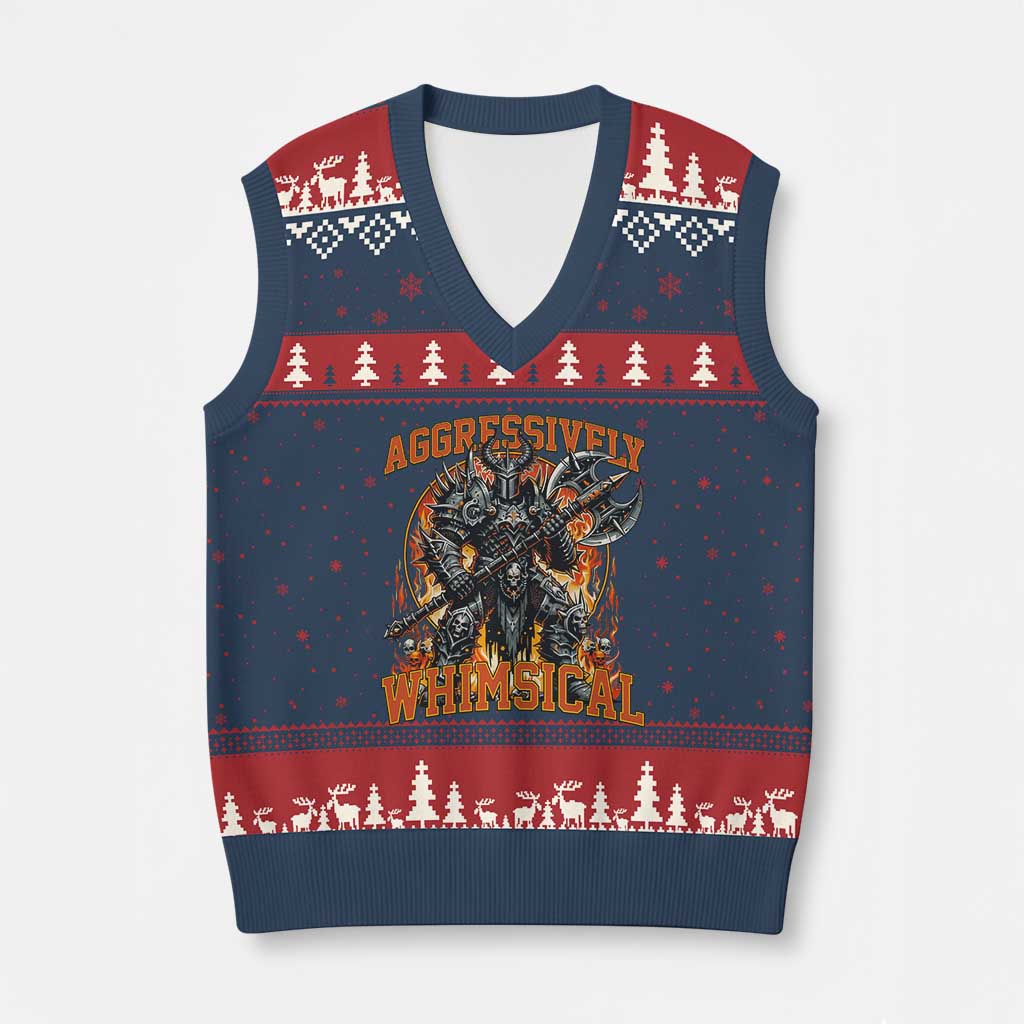 Chaotic Knight Metalcore Edgy Meme Aggressively Whimsical V-Neck Knit Sweater Vest Armor Metalheads Fairycore Tendencies - Wonder Print Shop