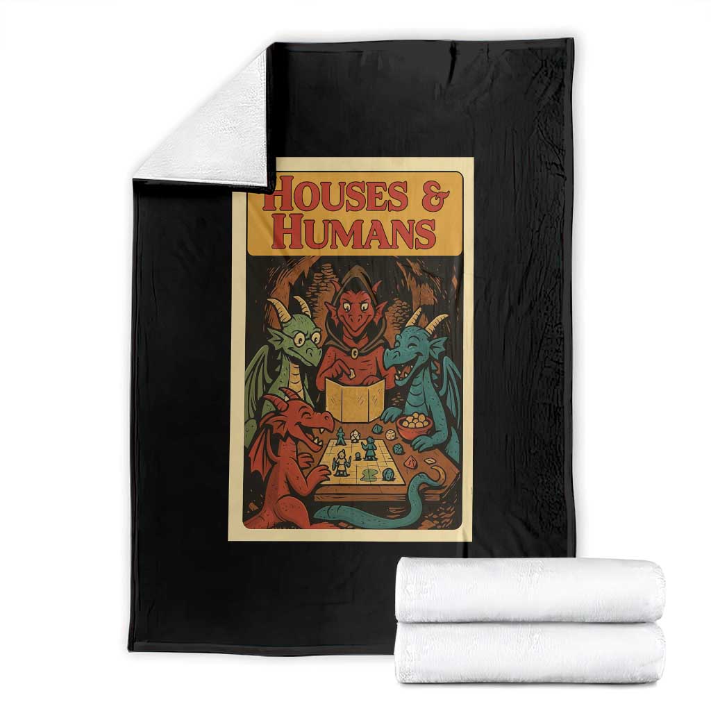 Houses and Humans Fantasy Tabletop Game Throw Blanket Retro RPG Dragons Board Game Roleplay Fans - Wonder Print Shop