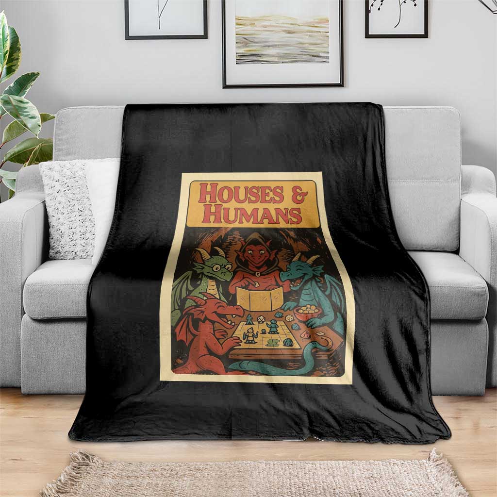 Houses and Humans Fantasy Tabletop Game Throw Blanket Retro RPG Dragons Board Game Roleplay Fans - Wonder Print Shop