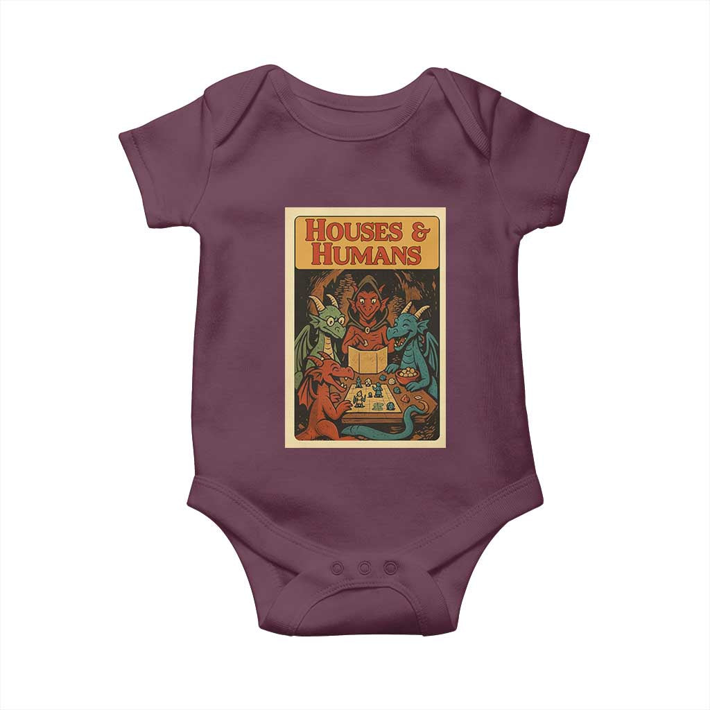 Houses and Humans Fantasy Tabletop Game Baby Onesie Retro RPG Dragons Board Game Roleplay Fans - Wonder Print Shop