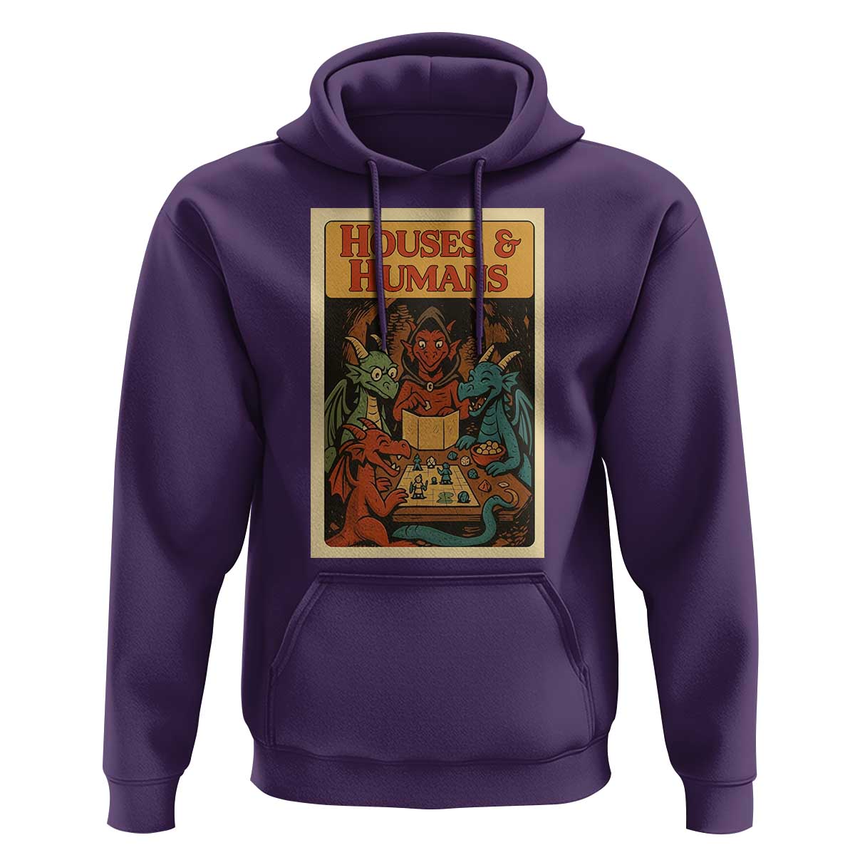 Houses and Humans Fantasy Tabletop Game Hoodie Retro RPG Dragons Board Game Roleplay Fans - Wonder Print Shop