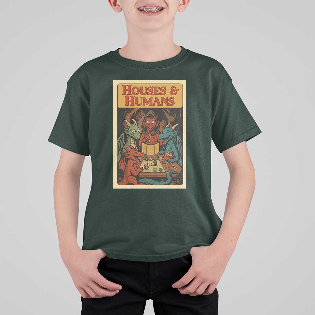 Houses and Humans Fantasy Tabletop Game T Shirt For Kid Retro RPG Dragons Board Game Roleplay Fans - Wonder Print Shop