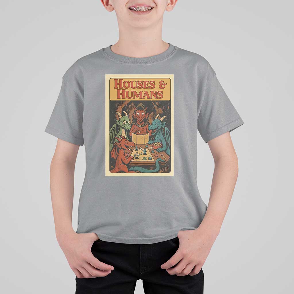 Houses and Humans Fantasy Tabletop Game T Shirt For Kid Retro RPG Dragons Board Game Roleplay Fans - Wonder Print Shop