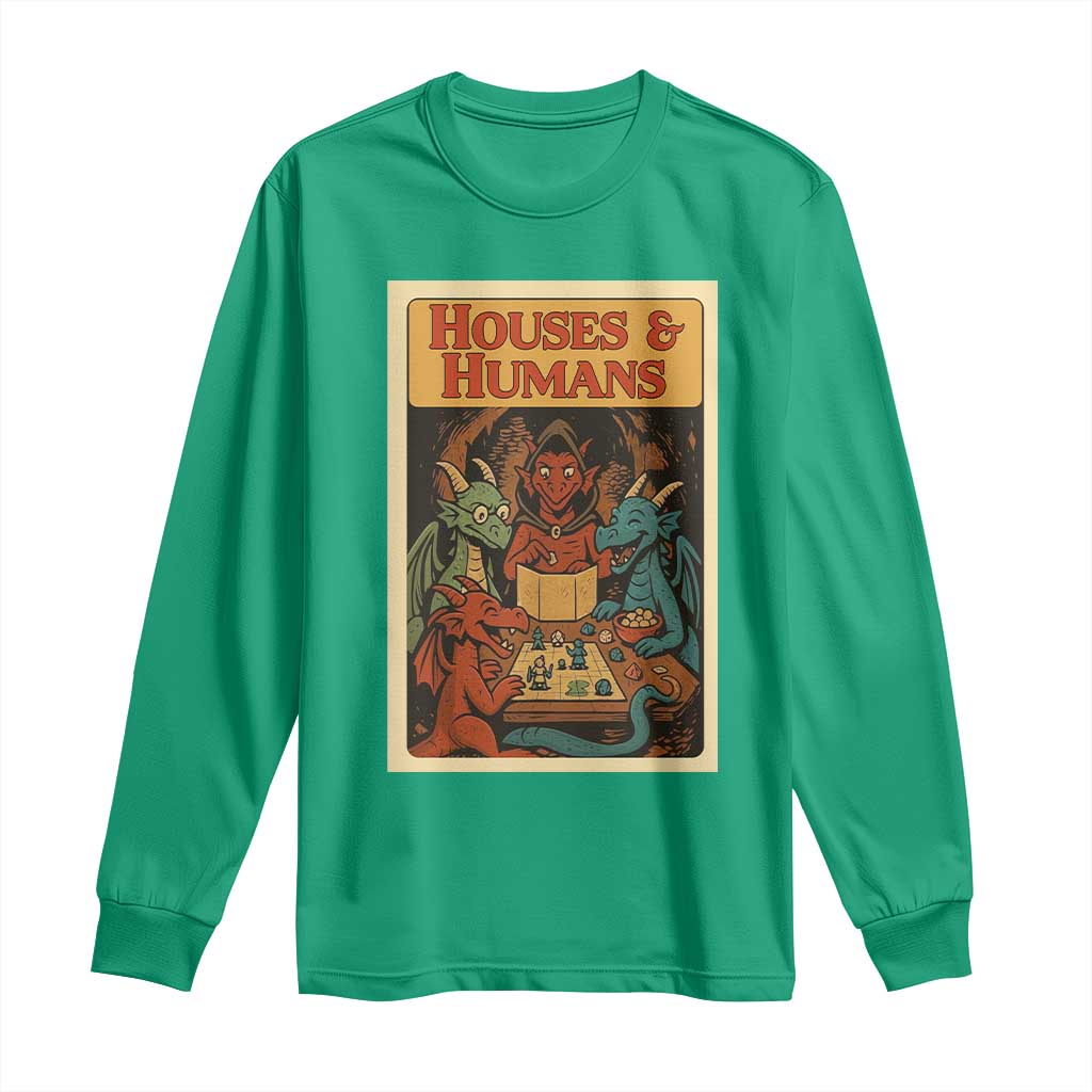 Houses and Humans Fantasy Tabletop Game Long Sleeve Shirt Retro RPG Dragons Board Game Roleplay Fans - Wonder Print Shop