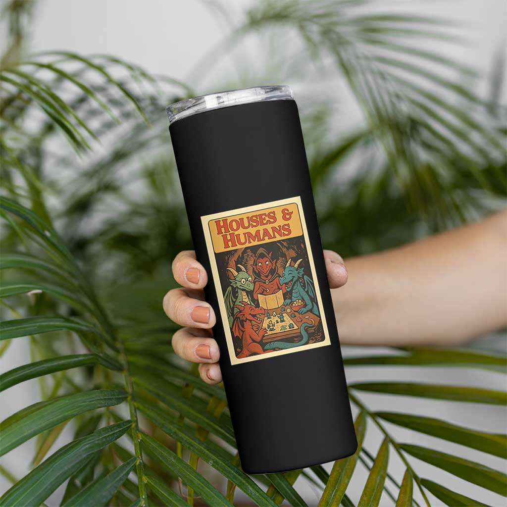 Houses and Humans Fantasy Tabletop Game Skinny Tumbler Retro RPG Dragons Board Game Roleplay Fans - Wonder Print Shop