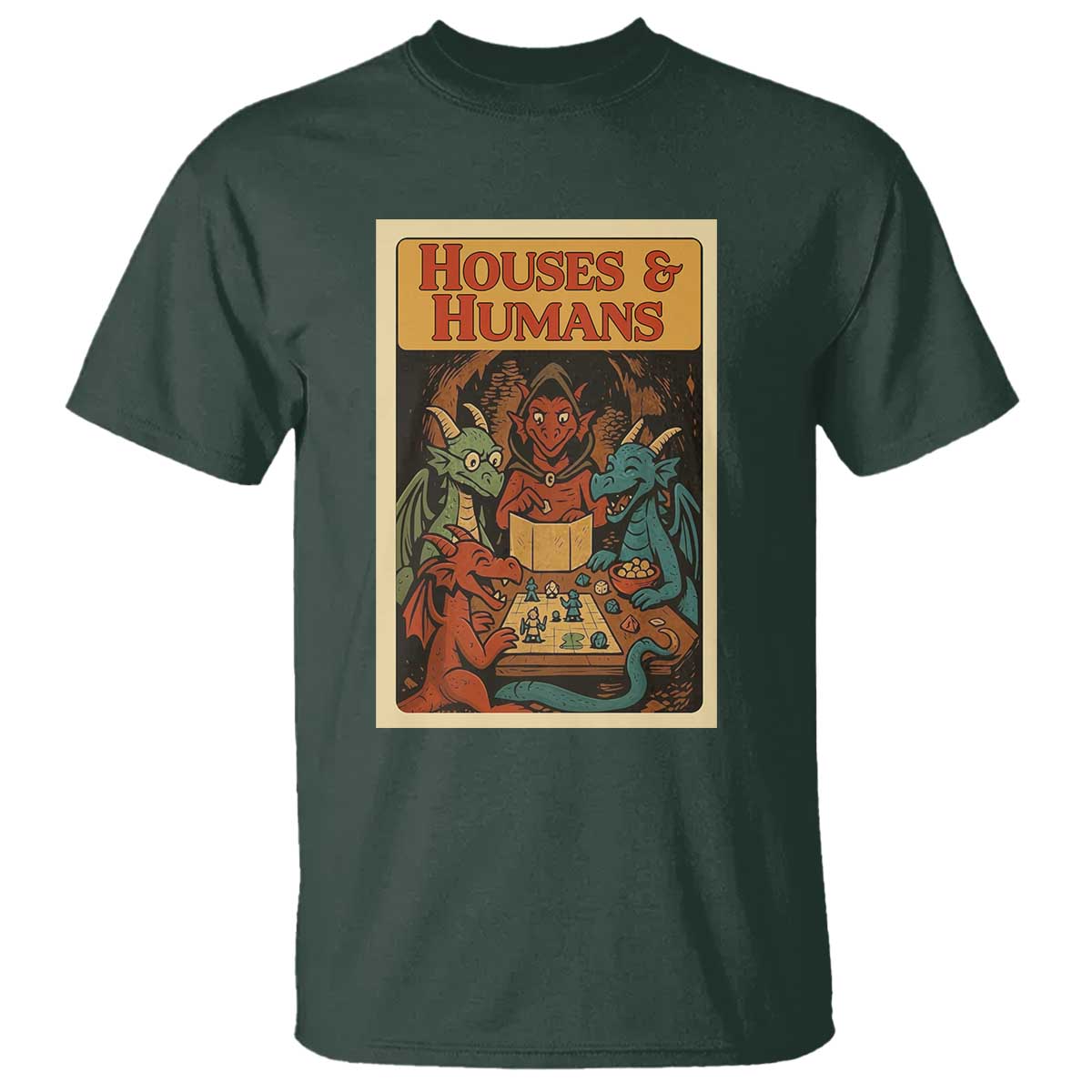 Houses and Humans Fantasy Tabletop Game T Shirt Retro RPG Dragons Board Game Roleplay Fans - Wonder Print Shop