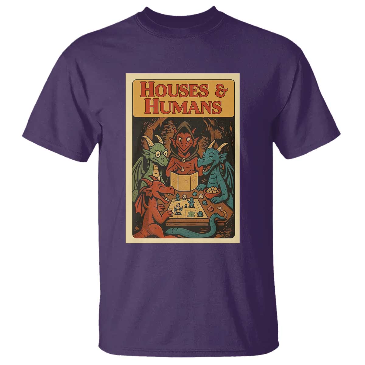 Houses and Humans Fantasy Tabletop Game T Shirt Retro RPG Dragons Board Game Roleplay Fans - Wonder Print Shop