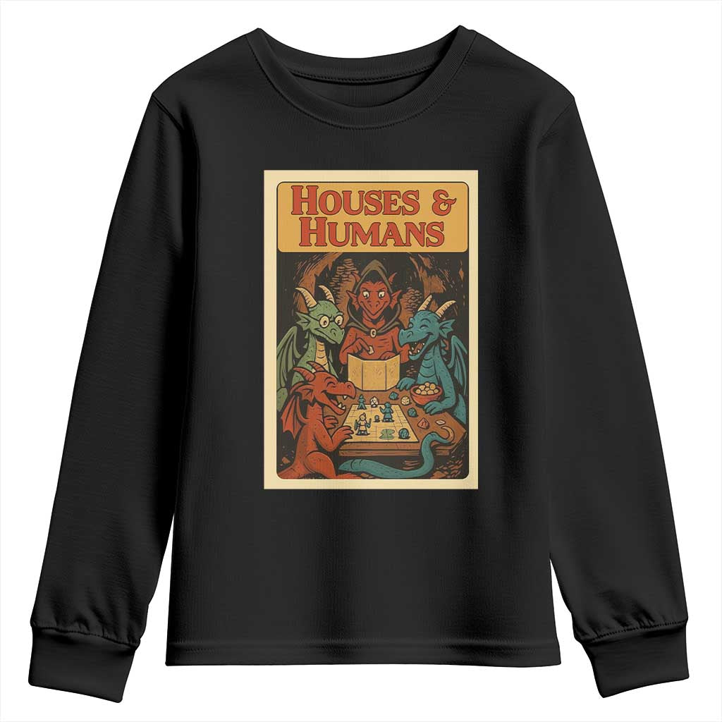Houses and Humans Fantasy Tabletop Game Youth Sweatshirt Retro RPG Dragons Board Game Roleplay Fans - Wonder Print Shop