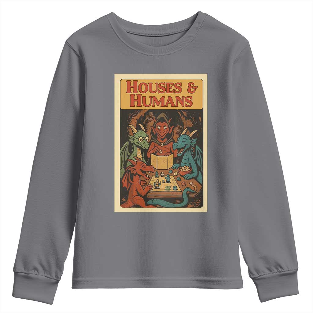 Houses and Humans Fantasy Tabletop Game Youth Sweatshirt Retro RPG Dragons Board Game Roleplay Fans - Wonder Print Shop