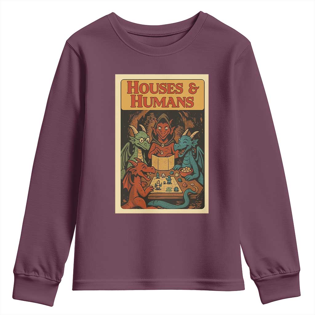 Houses and Humans Fantasy Tabletop Game Youth Sweatshirt Retro RPG Dragons Board Game Roleplay Fans - Wonder Print Shop