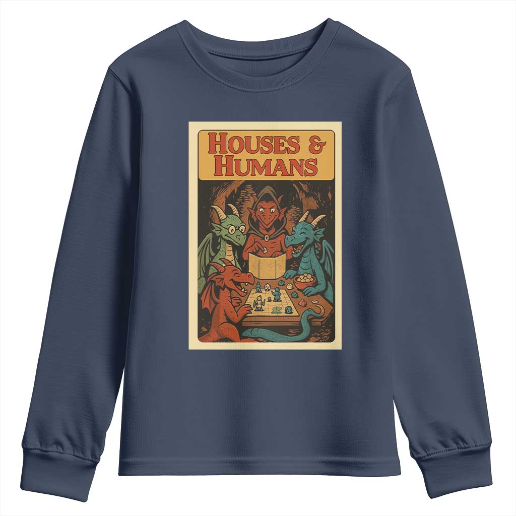 Houses and Humans Fantasy Tabletop Game Youth Sweatshirt Retro RPG Dragons Board Game Roleplay Fans - Wonder Print Shop