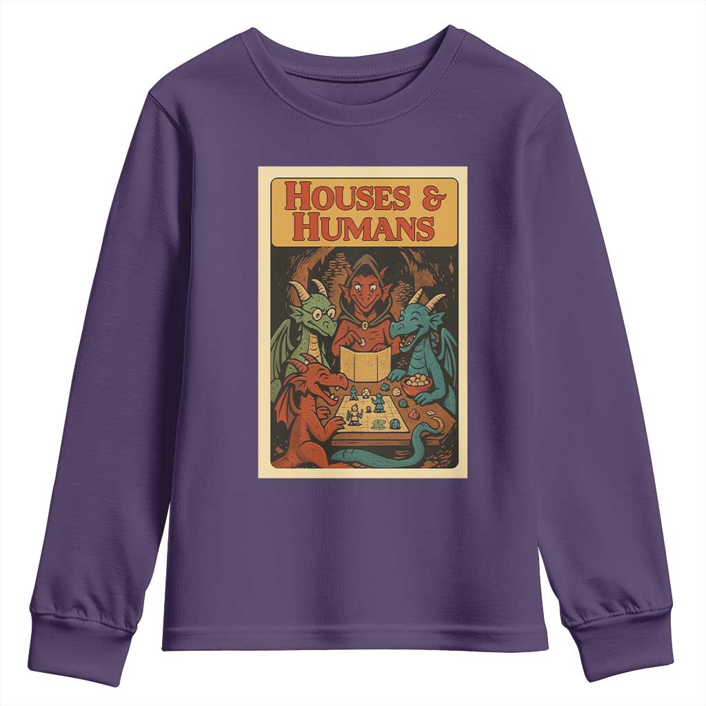 Houses and Humans Fantasy Tabletop Game Youth Sweatshirt Retro RPG Dragons Board Game Roleplay Fans - Wonder Print Shop