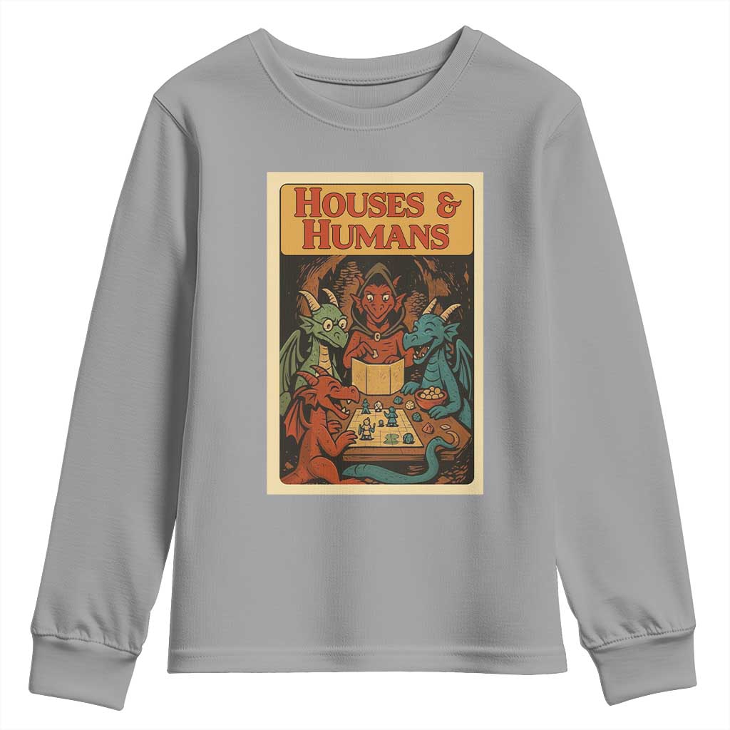 Houses and Humans Fantasy Tabletop Game Youth Sweatshirt Retro RPG Dragons Board Game Roleplay Fans - Wonder Print Shop