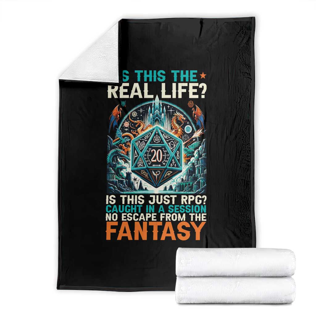 Is This the Real Life RPG Parody Fantasy Dice Throw Blanket Funny Epic Tabletop Dungeon Roleplay Game Fans - Wonder Print Shop