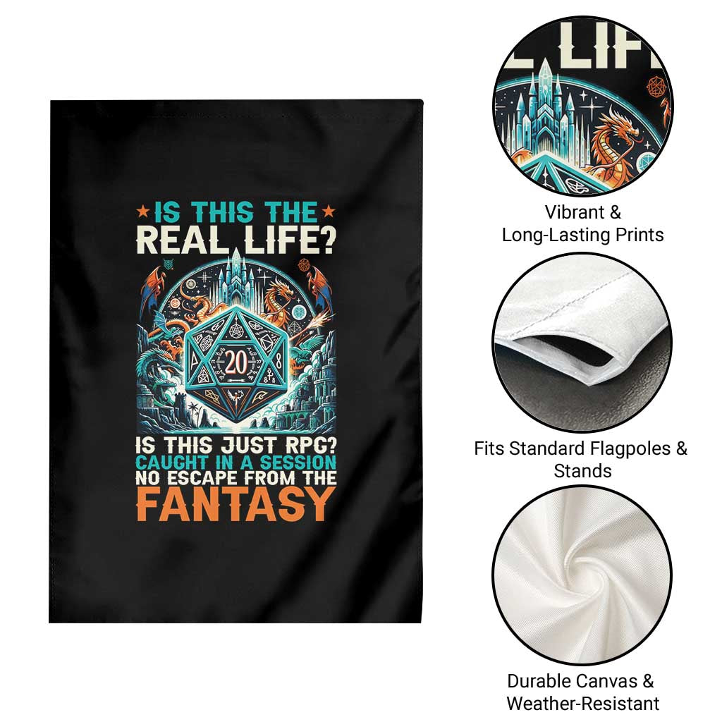 Is This the Real Life RPG Parody Fantasy Dice Garden Flag Funny Epic Tabletop Dungeon Roleplay Game Fans - Wonder Print Shop