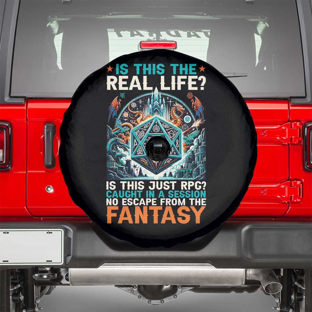 Is This the Real Life RPG Parody Fantasy Dice Spare Tire Cover Funny Epic Tabletop Dungeon Roleplay Game Fans - Wonder Print Shop