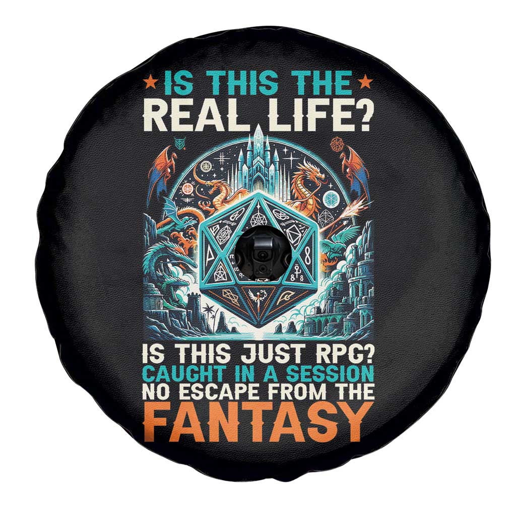 Is This the Real Life RPG Parody Fantasy Dice Spare Tire Cover Funny Epic Tabletop Dungeon Roleplay Game Fans - Wonder Print Shop