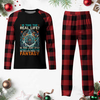 Is This the Real Life RPG Parody Fantasy Dice Plaid Pajama Set Funny Epic Tabletop Dungeon Roleplay Game Fans - Wonder Print Shop
