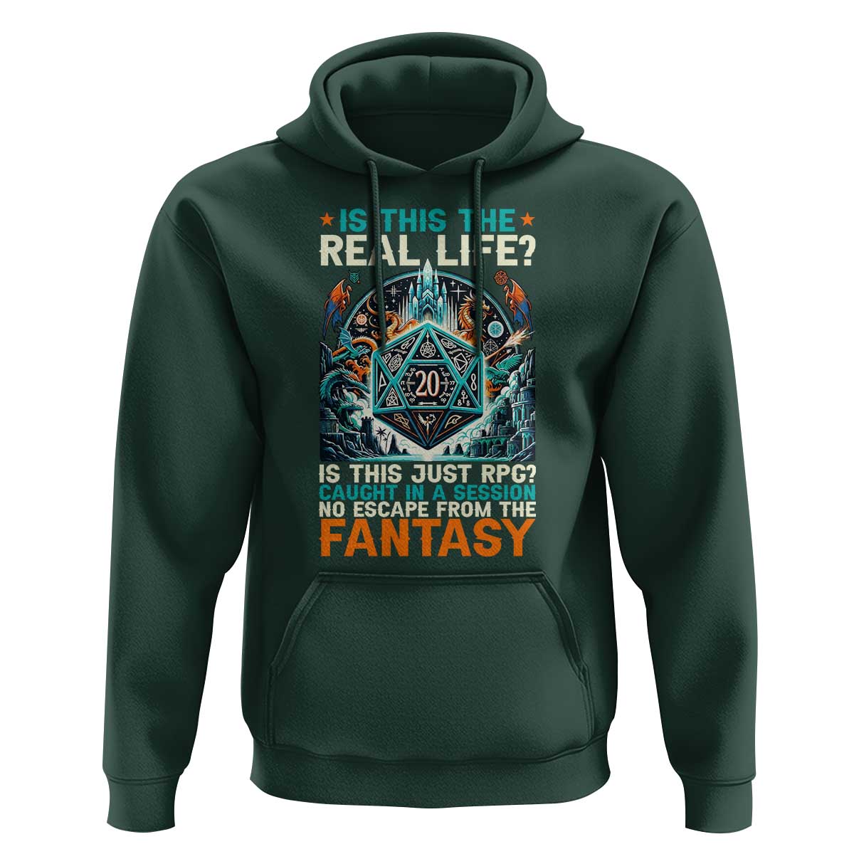 Is This the Real Life RPG Parody Fantasy Dice Hoodie Funny Epic Tabletop Dungeon Roleplay Game Fans - Wonder Print Shop