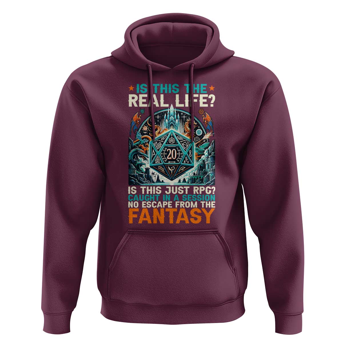 Is This the Real Life RPG Parody Fantasy Dice Hoodie Funny Epic Tabletop Dungeon Roleplay Game Fans - Wonder Print Shop