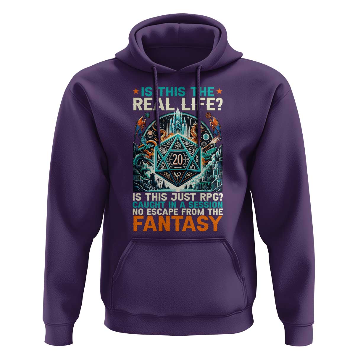 Is This the Real Life RPG Parody Fantasy Dice Hoodie Funny Epic Tabletop Dungeon Roleplay Game Fans - Wonder Print Shop