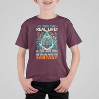 Is This the Real Life RPG Parody Fantasy Dice T Shirt For Kid Funny Epic Tabletop Dungeon Roleplay Game Fans - Wonder Print Shop