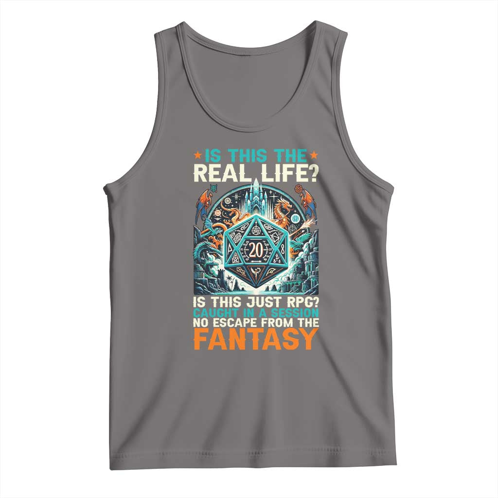 Is This the Real Life RPG Parody Fantasy Dice Tank Top Funny Epic Tabletop Dungeon Roleplay Game Fans - Wonder Print Shop