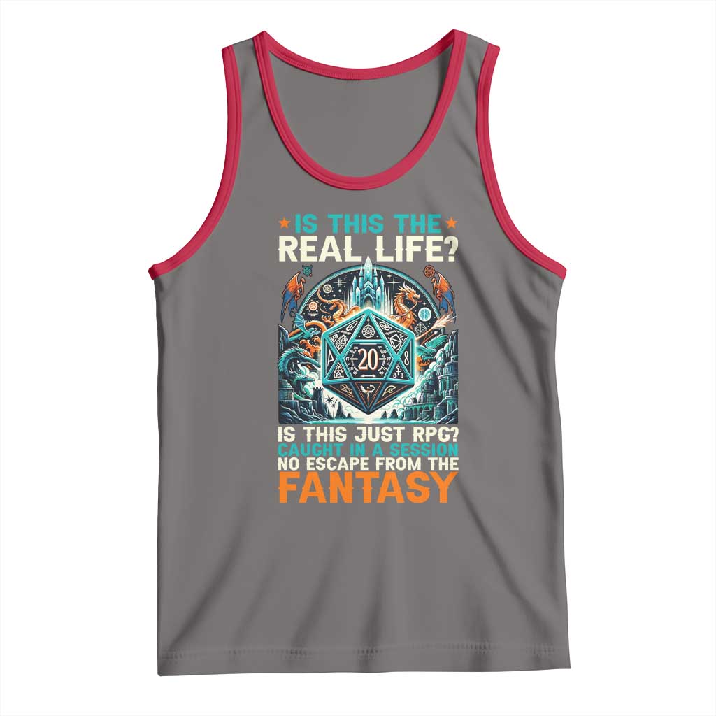 Is This the Real Life RPG Parody Fantasy Dice Tank Top Funny Epic Tabletop Dungeon Roleplay Game Fans - Wonder Print Shop